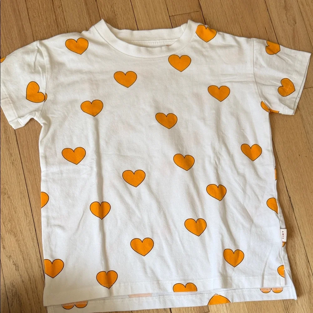 Kids White Tee with Orange Heart Print - Picture 1 of 4